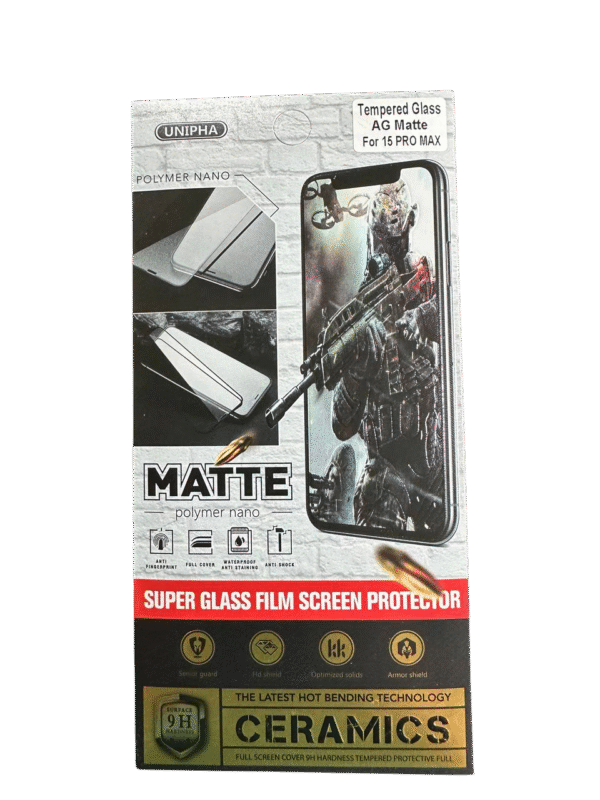 Vidrio9d Mate Unipha iPhone 15 PRO MAX