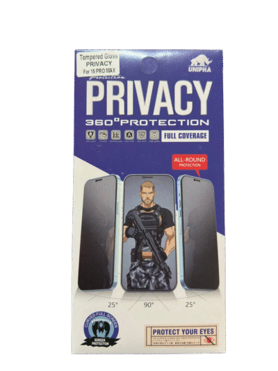 Vidrio9d Privacidad Unipha iPhone 15 PRO MAX