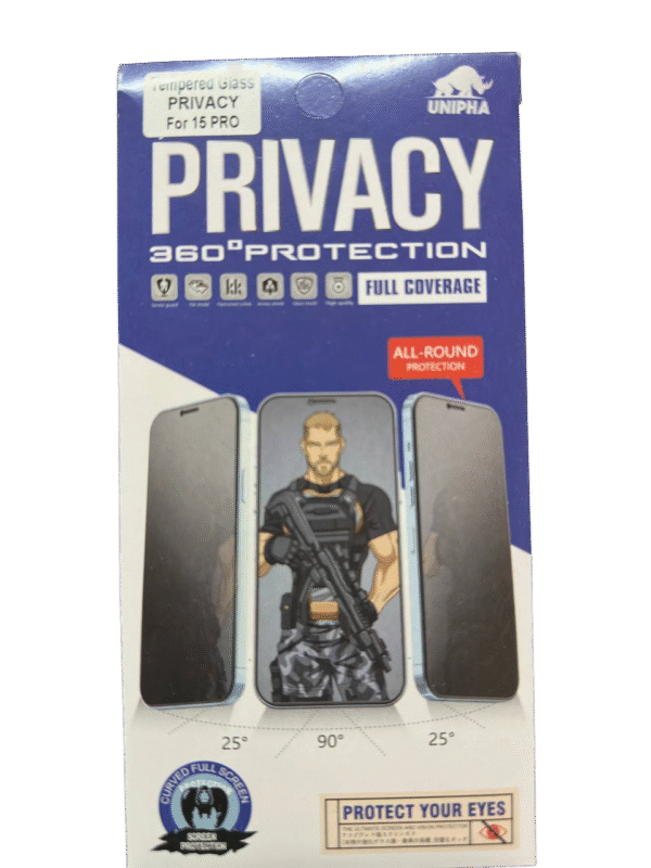 Vidrio9d Privacidad Unipha iPhone 15 PRO