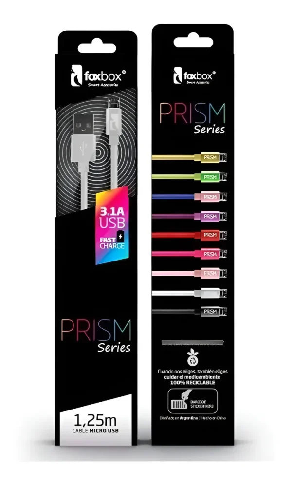 D_NQ_NP_2X_885888-MLA96683613411_102025-F Cable Usb Prism Mallado Y Reforzado Foxbox TIPO A / TIPO C