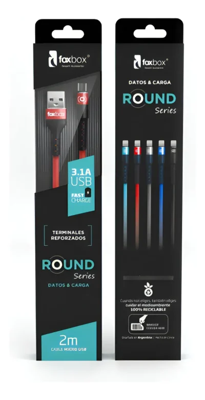 D_NQ_NP_2X_886293-MLA95655661457_102025-F Cable Usb Round Mallado Y Reforzado Foxbox TIPO A / TIPO C