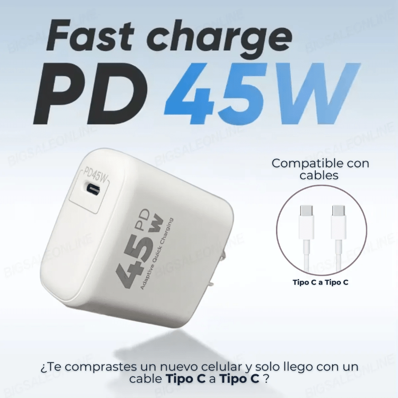 cargador rápido usb c 45w xaea