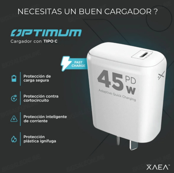 Cargador 45W Tipo C